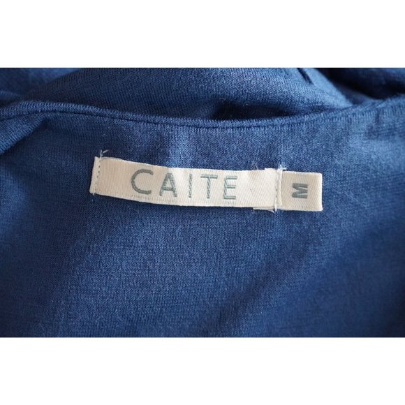 Caite Embroidered Dress Size M Crewel Floral Pattern Blue Sleeveless Knee Length - Picture 9 of 11